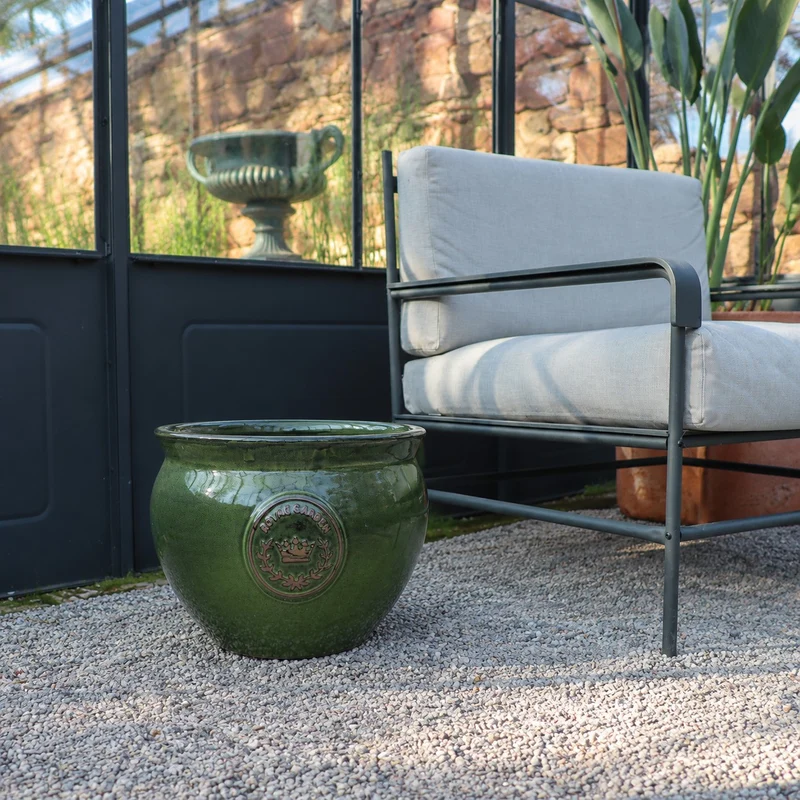 Bauchiger glasierter Pflanztopf "Royal Garden Green" Durchmesser 16-38cm