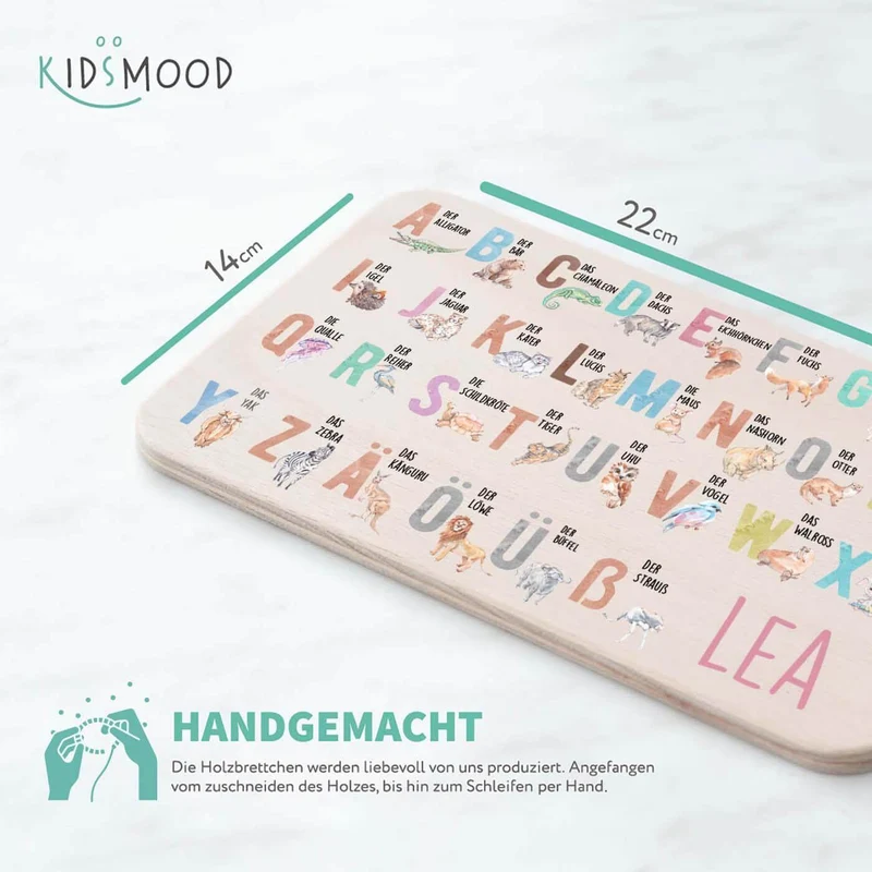 Frühstücksbrettchen Holz ABC