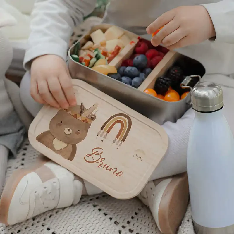 Brotdose Kinder personalisiert - Bär Boho