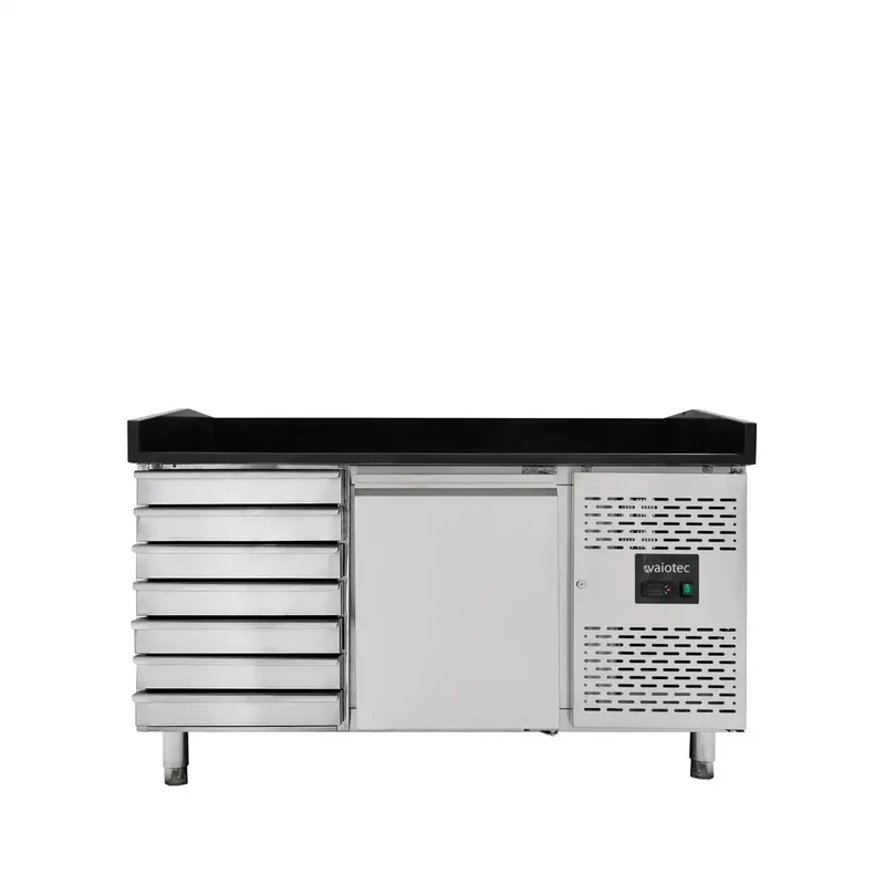 EASYLINE Pizzakühltisch 800 / 1-türig & 7 Schubladen "schwarz"