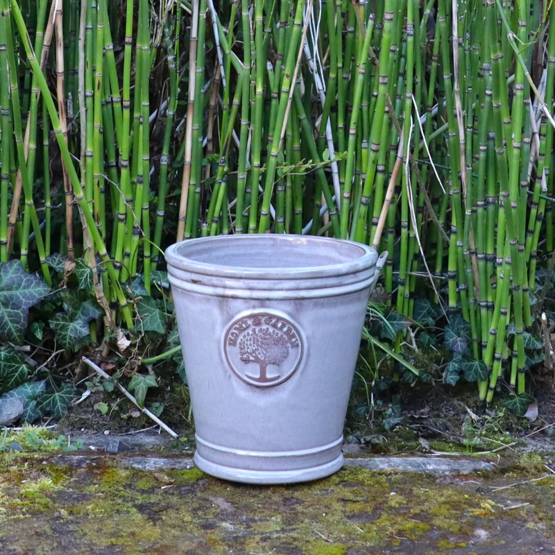 Kleiner, glasierter Pflanzkübel "Cappuccino" Höhe 15 bis 24 cm