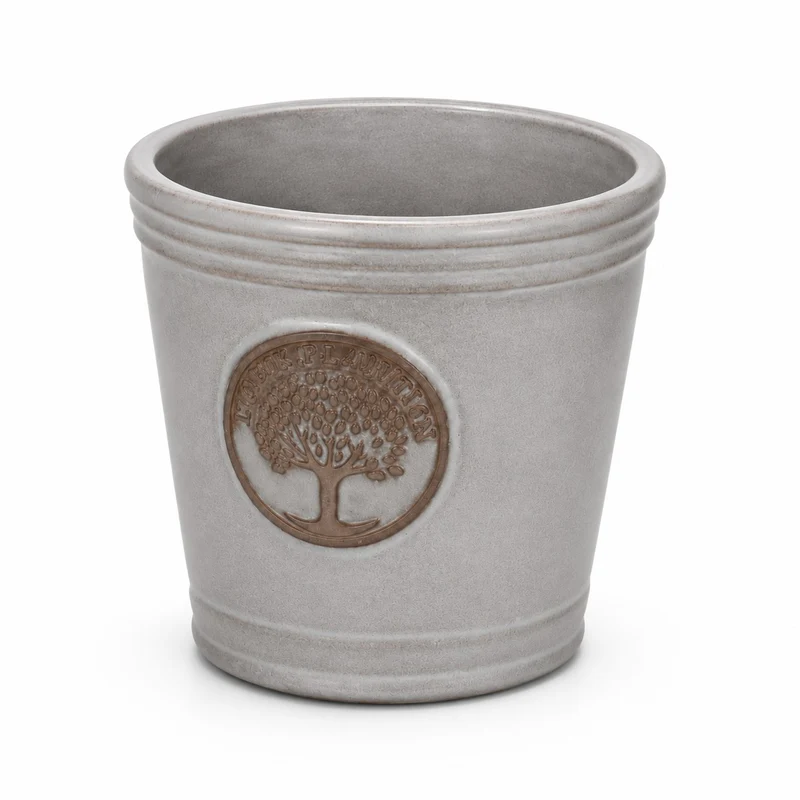 Kleiner, glasierter Pflanzkübel "Cappuccino" Höhe 15 bis 24 cm