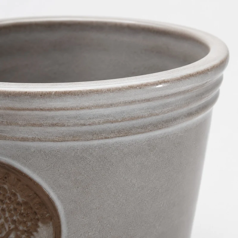 Kleiner, glasierter Pflanzkübel "Cappuccino" Höhe 15 bis 24 cm