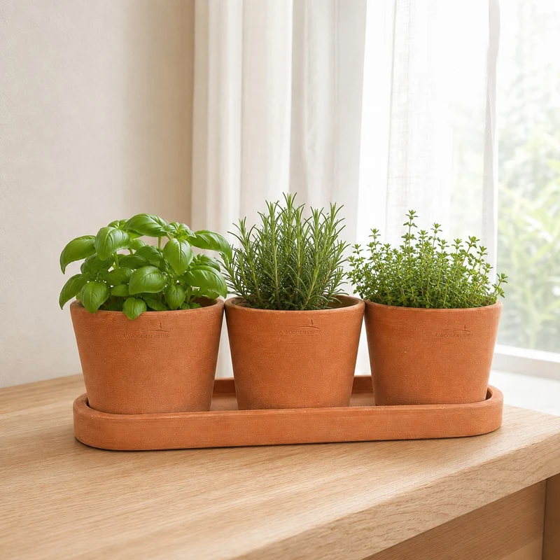 Kräutertopf Trio aus Terracotta