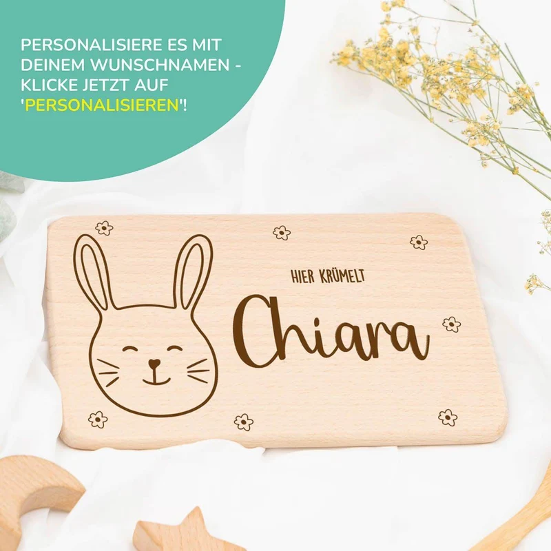 Frühstücksbrettchen Holz Hase