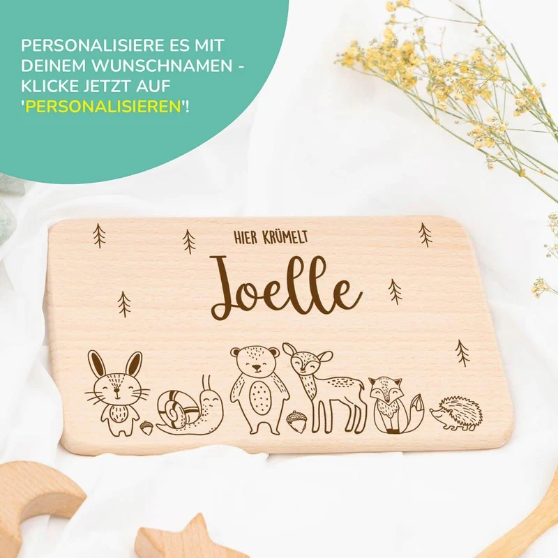 Frühstücksbrettchen Holz Waldtiere