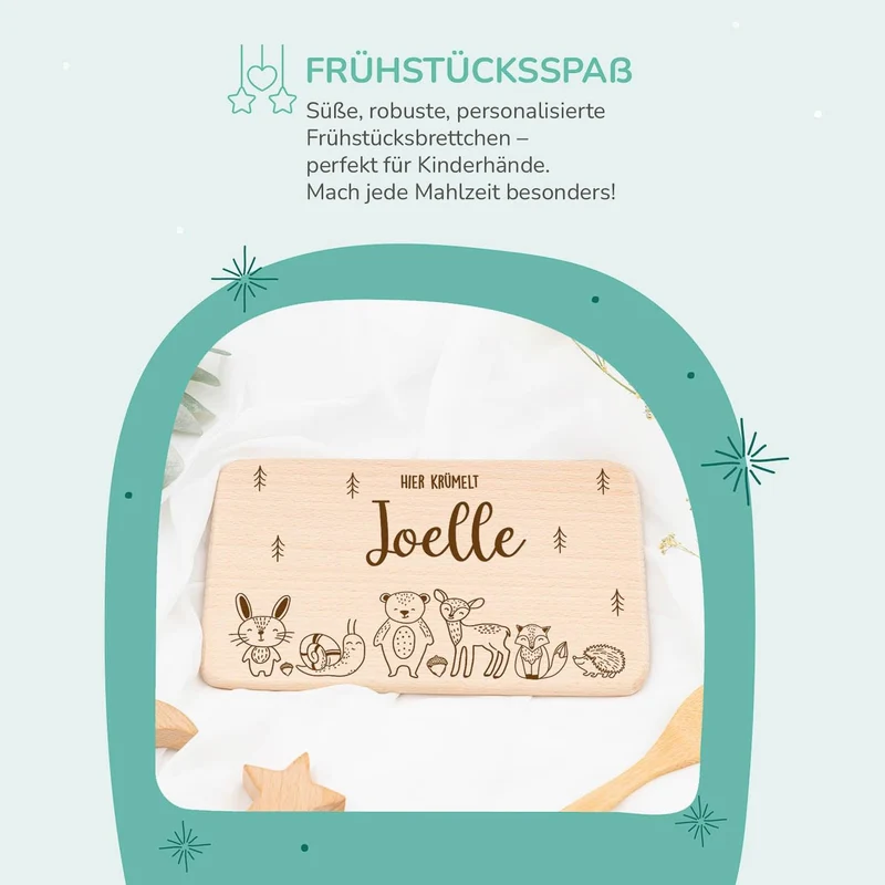 Frühstücksbrettchen Holz Waldtiere