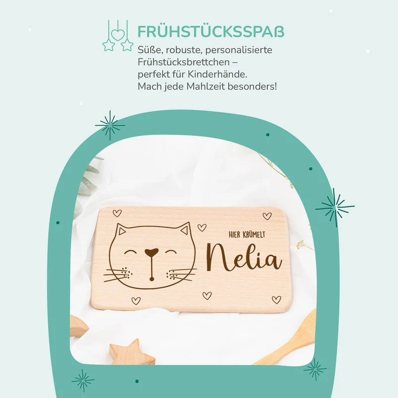 Frühstücksbrettchen Holz Kätzchen