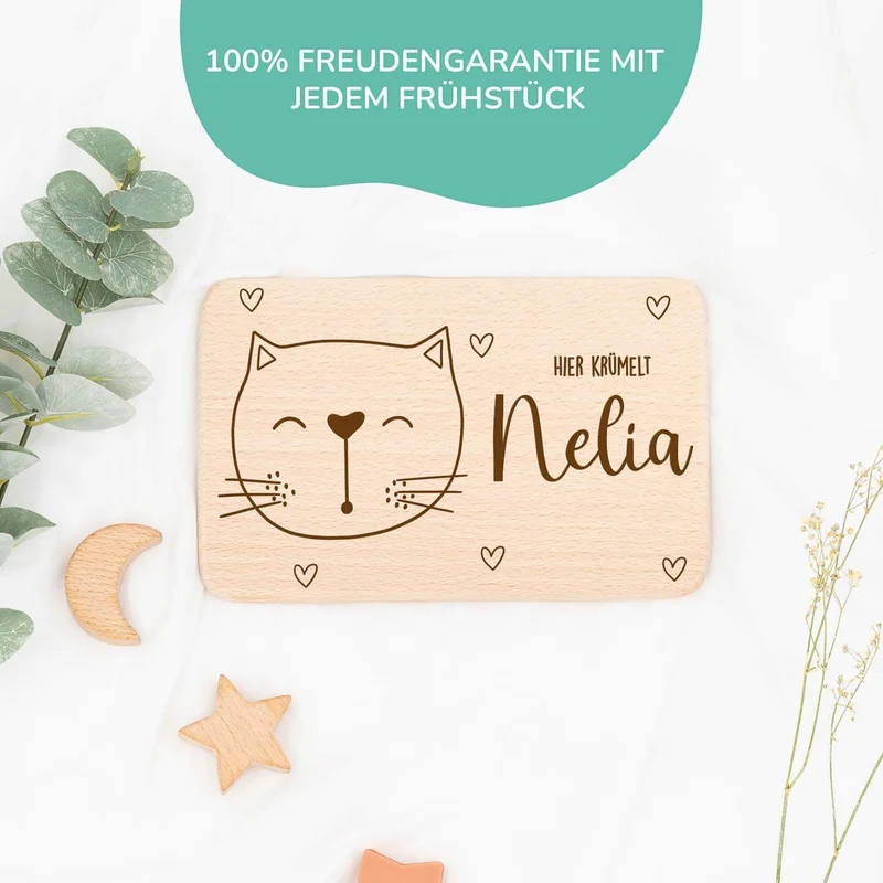 Frühstücksbrettchen Holz Kätzchen