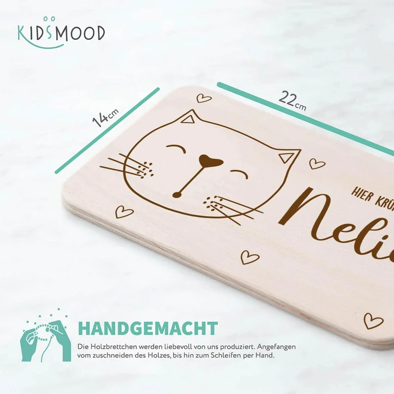 Frühstücksbrettchen Holz Kätzchen