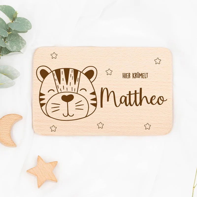 Frühstücksbrettchen Holz Tiger