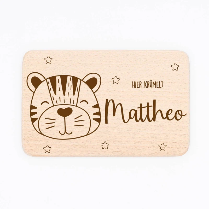 Frühstücksbrettchen Holz Tiger