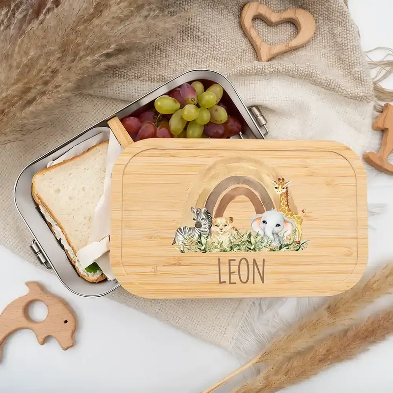 Brotdose Kinder personalisiert - Rainbow Animals