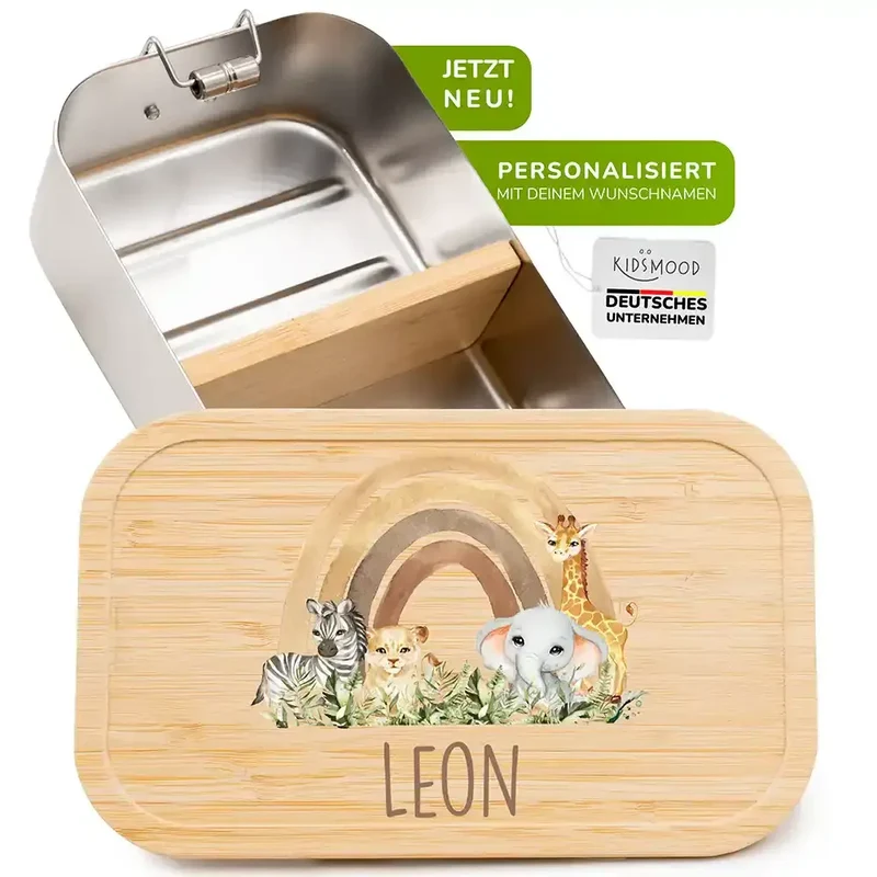 Brotdose Kinder personalisiert - Rainbow Animals