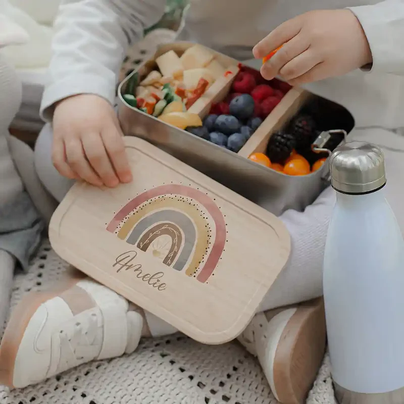 Brotdose Kinder personalisiert - Regenbogen