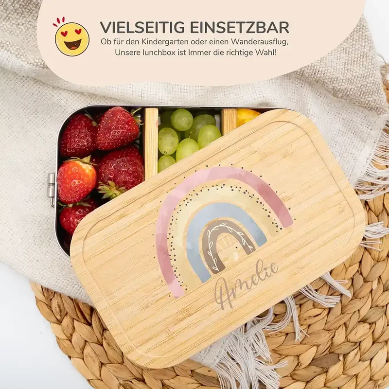 Brotdose Kinder personalisiert - Regenbogen