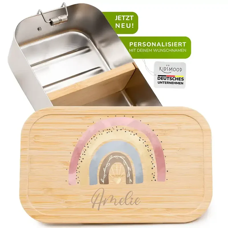 Brotdose Kinder personalisiert - Regenbogen