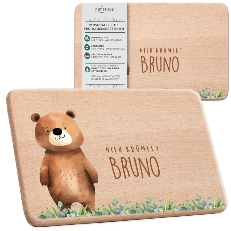Frühstücksbrettchen Bär auf der Wiese