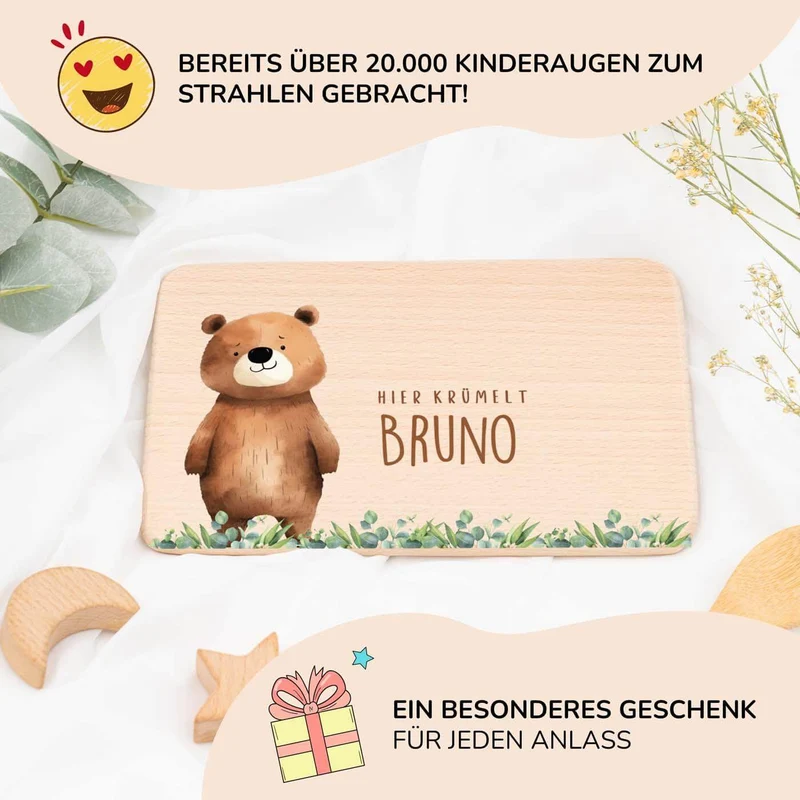 Frühstücksbrettchen Bär auf der Wiese