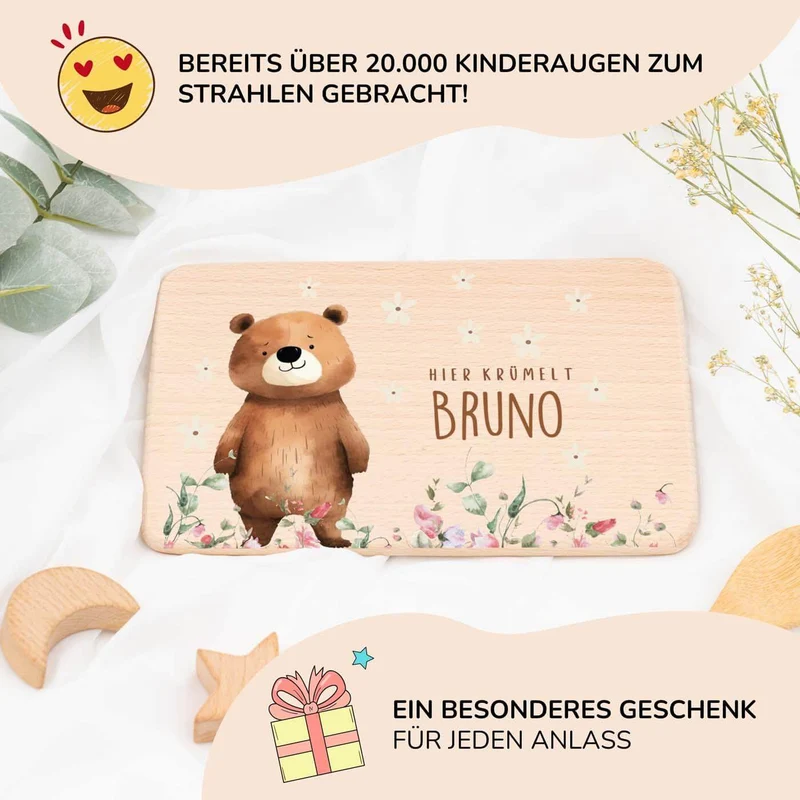Frühstücksbrettchen Bär Blimenwiese