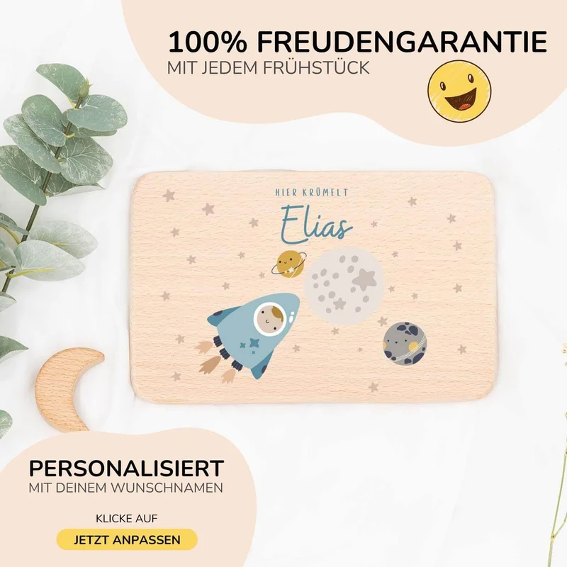 Frühstücksbrettchen Holz personalisiert - Weltall