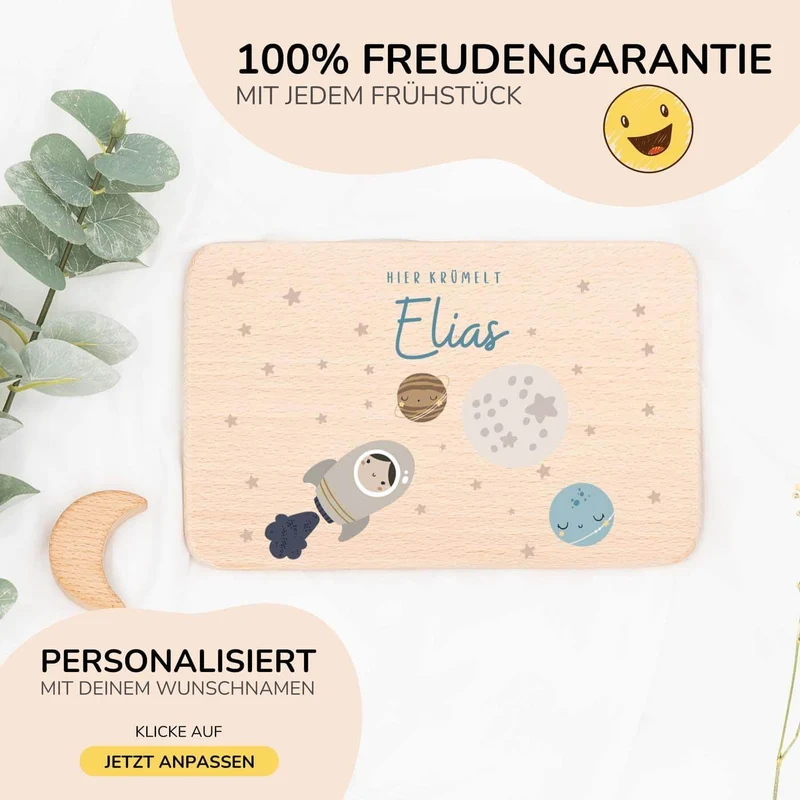 Frühstücksbrettchen Holz personalisiert - Weltall