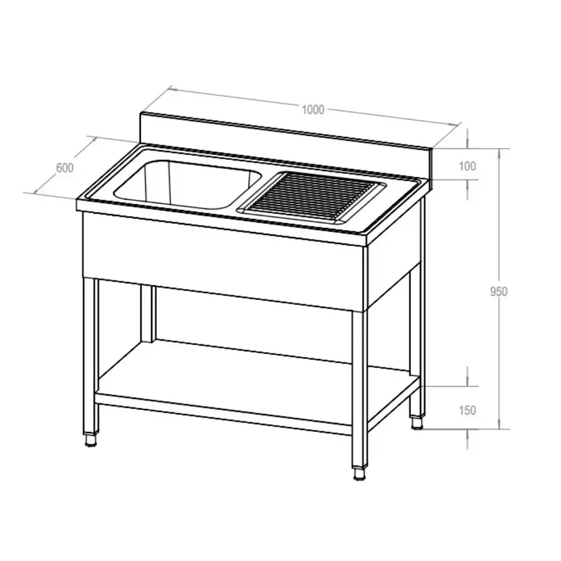 ECO Spültisch 100 x 60 x 85 cm - 1 Becken links