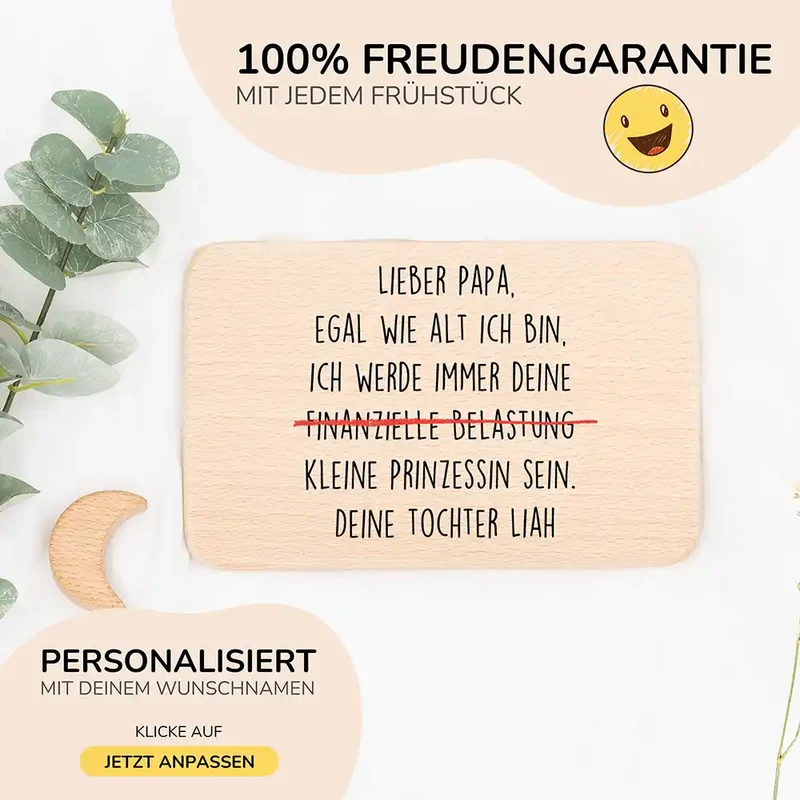 Frühstücksbrettchen Holz Lieber Papa mit Gravur - Geschenk Vatertag