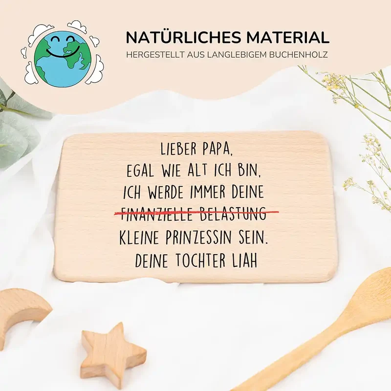 Frühstücksbrettchen Holz Lieber Papa mit Gravur - Geschenk Vatertag