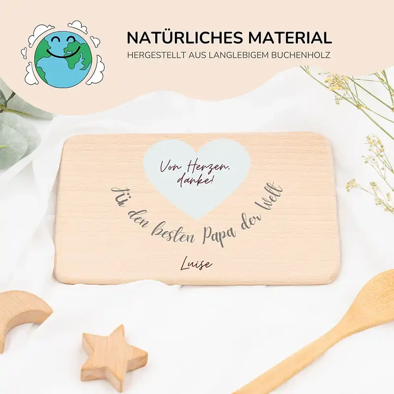 Frühstücksbrettchen Holz Für den besten Papa der Welt mit Gravur - Geschenk Vatertag