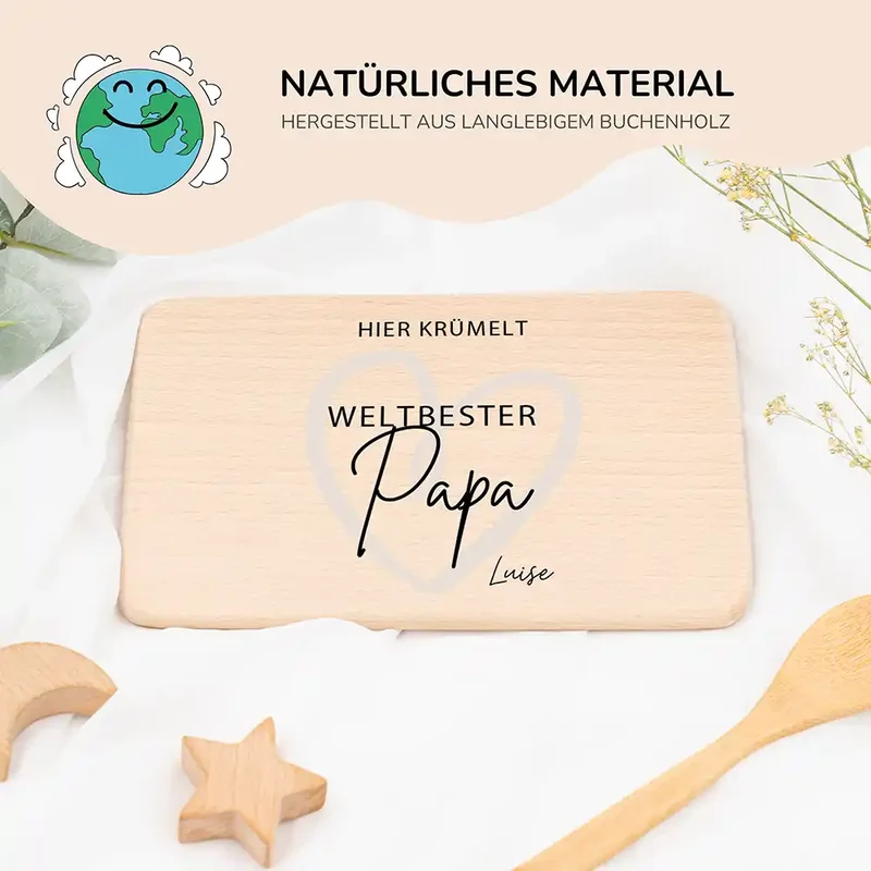 Frühstücksbrettchen Holz Weltbester Papa mit Gravur - Geschenk Vatertag