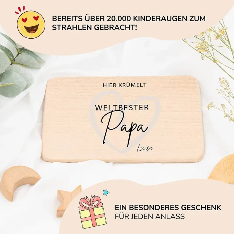Frühstücksbrettchen Holz Weltbester Papa mit Gravur - Geschenk Vatertag