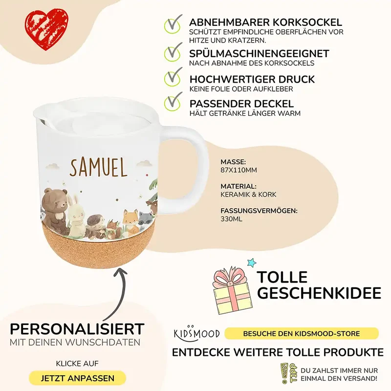 Kleinkind Frühstück-Starterset: Frühstücksbrettchen mit Tasse