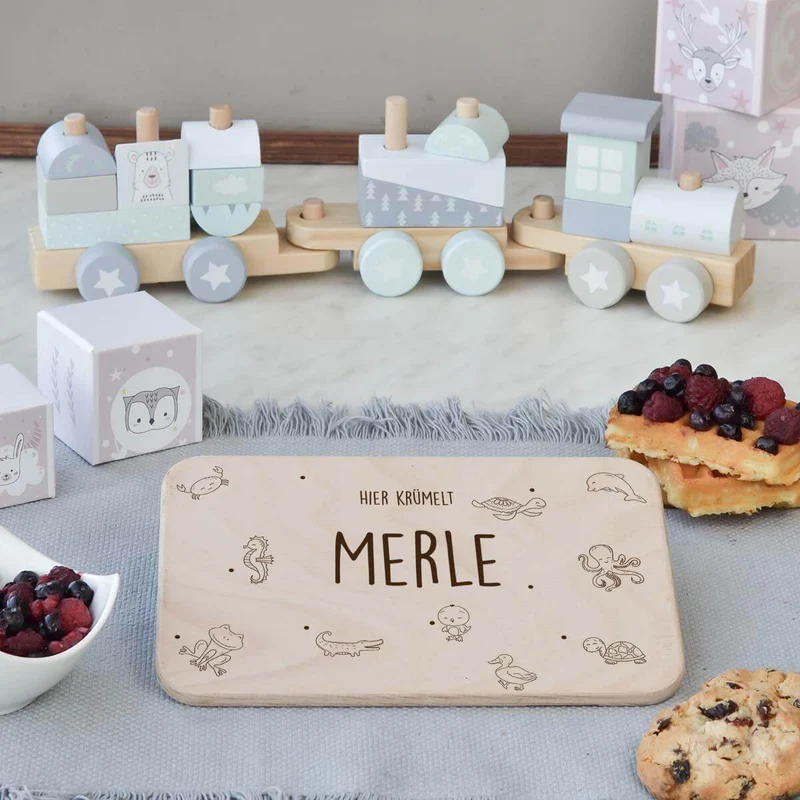 Frühstücksbrettchen Holz personalisiert Großes Meer