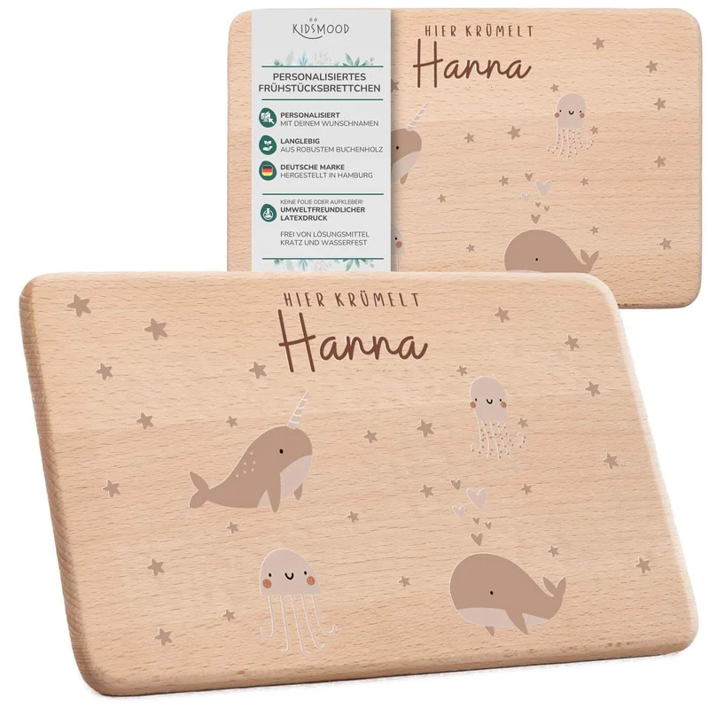Frühstücksbrettchen Holz personalisiert - Meer