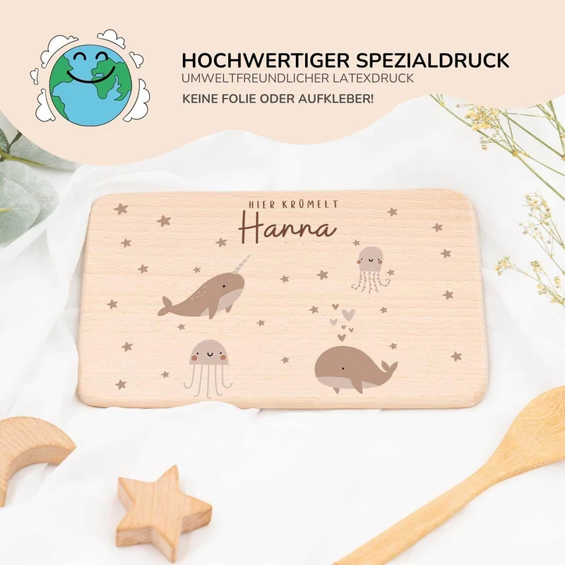 Frühstücksbrettchen Holz personalisiert - Meer