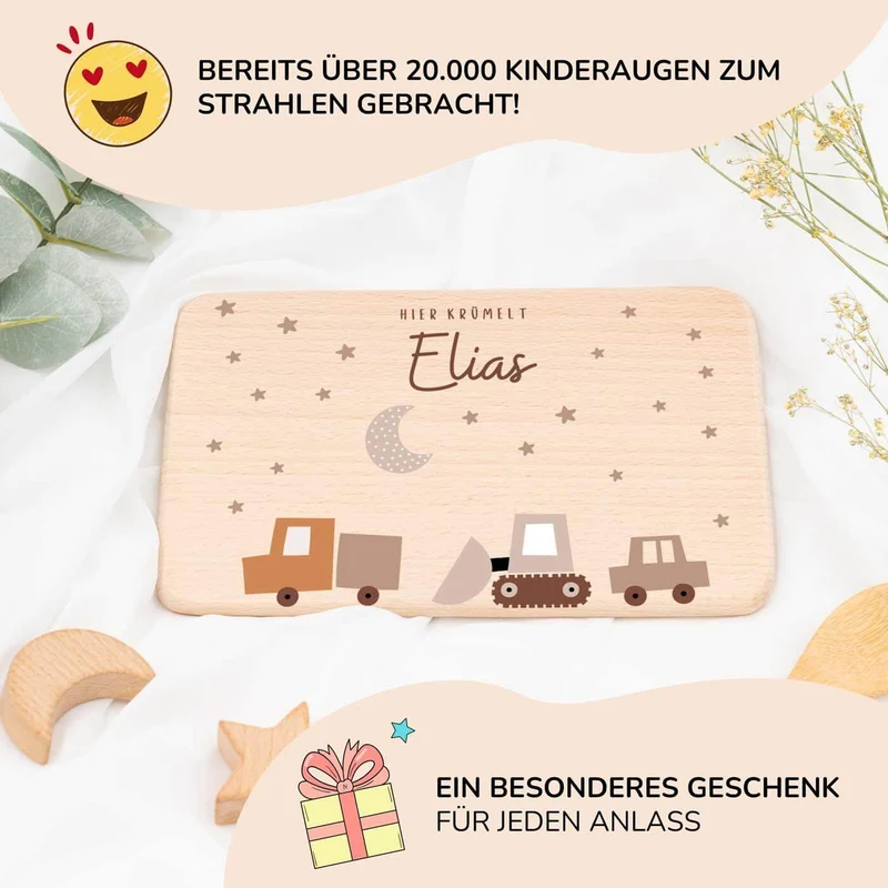 Frühstücksbrettchen Holz Baustelle