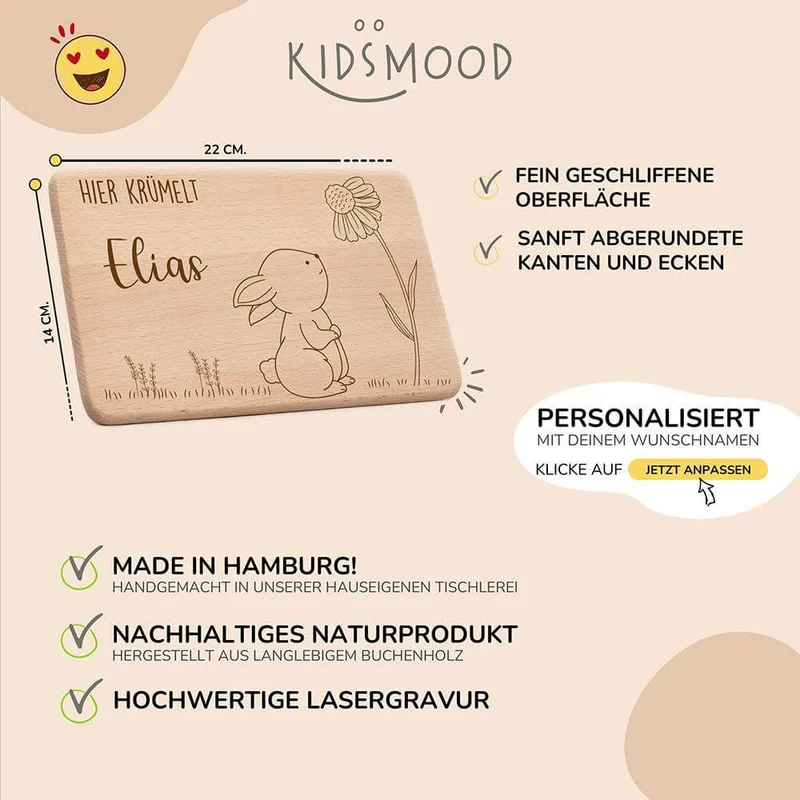 Frühstücksbrettchen Holz personalisiert