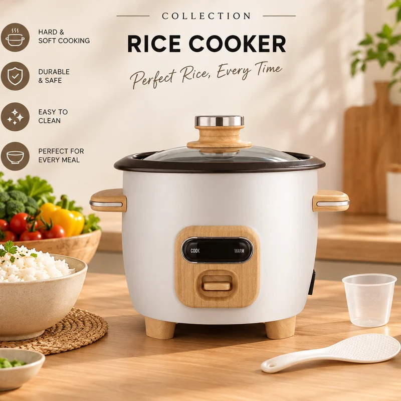 Bavary Rice Cooker - Rijstkoker - 1.8 Liter - Cream - Inclusief maatbeker en lepel - 1000W - Droogkookbeveiliging - Anti-aanbaklaag - RVS