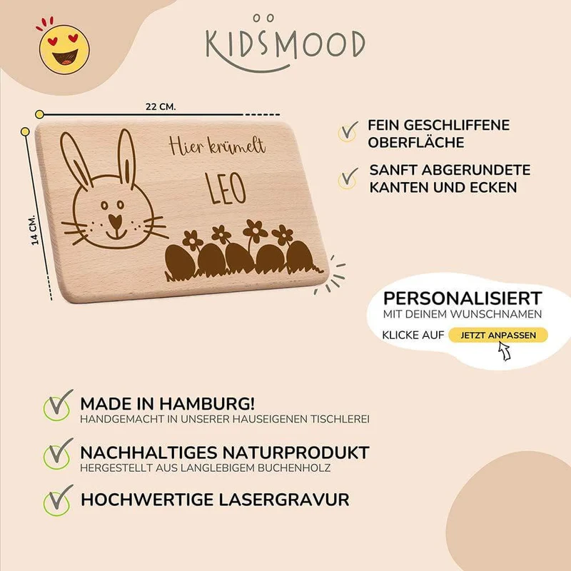 Frühstücksbrettchen Holz personalisiert