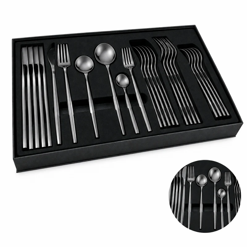 Rozenberg Elif Bestekset 36-delig 6-persoons inox Antraciet smoke - RB - 18-10