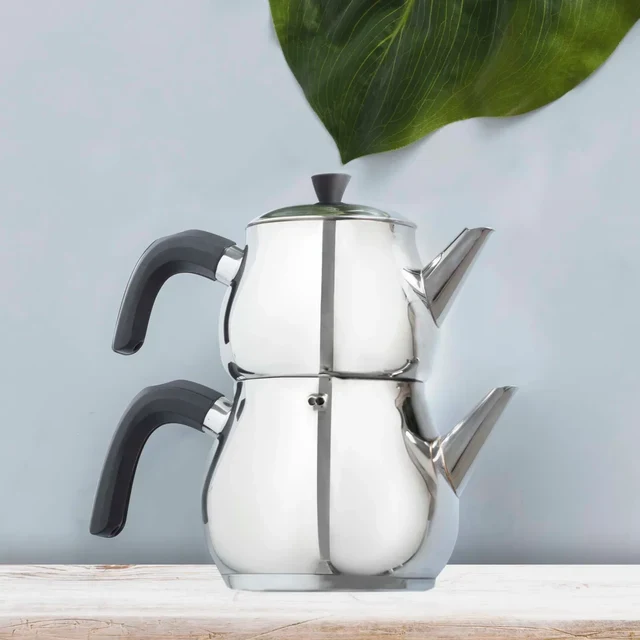 Karaca Kayra Theepot Set | Turkse Authentiek Theepot RVS ( 1,0 / 1,75 Liter )