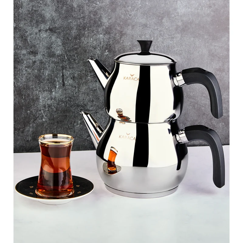 Karaca Kayra Theepot Set | Turkse Authentiek Theepot RVS ( 1,0 / 1,75 Liter )