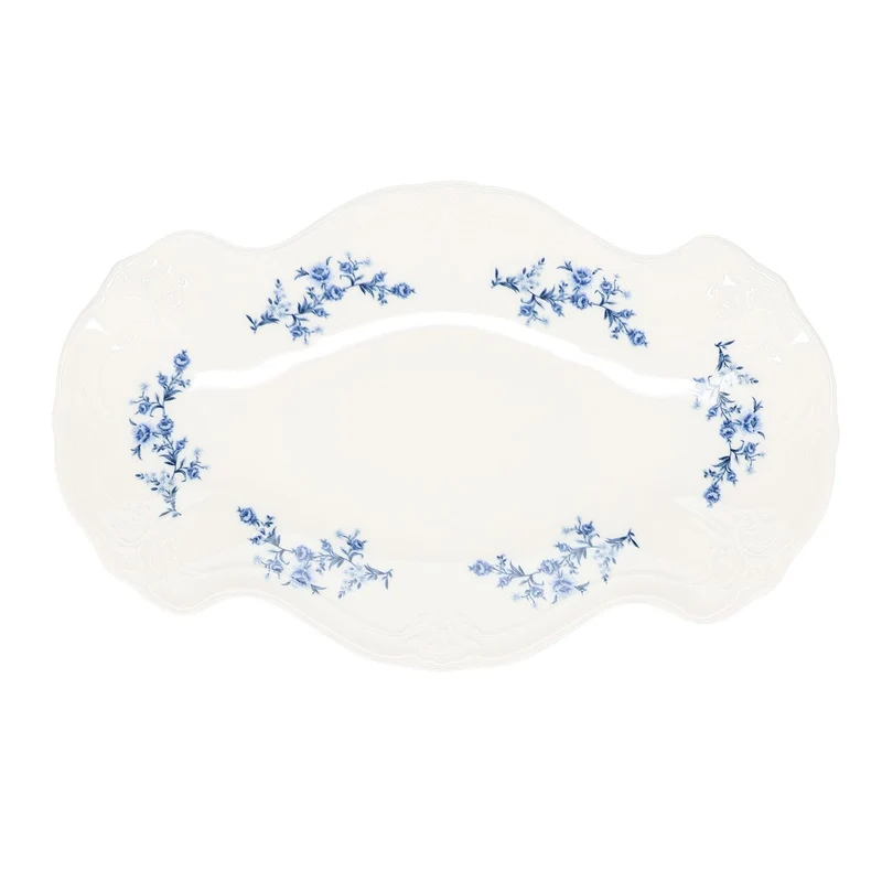 Serveerschaal 39x25cm Blue flower Retro