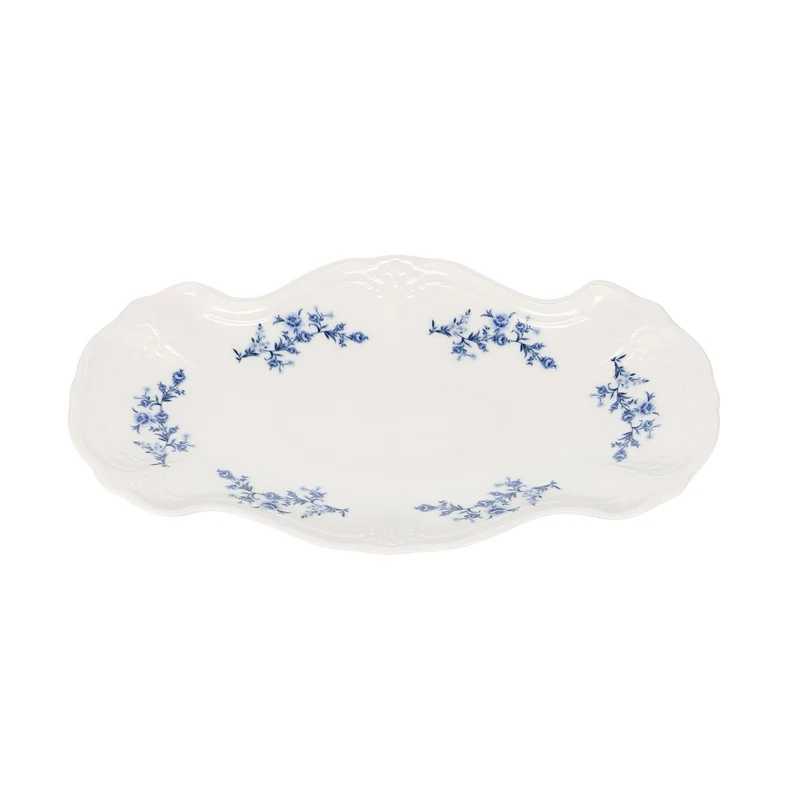 Serveerschaal 39x25cm Blue flower Retro