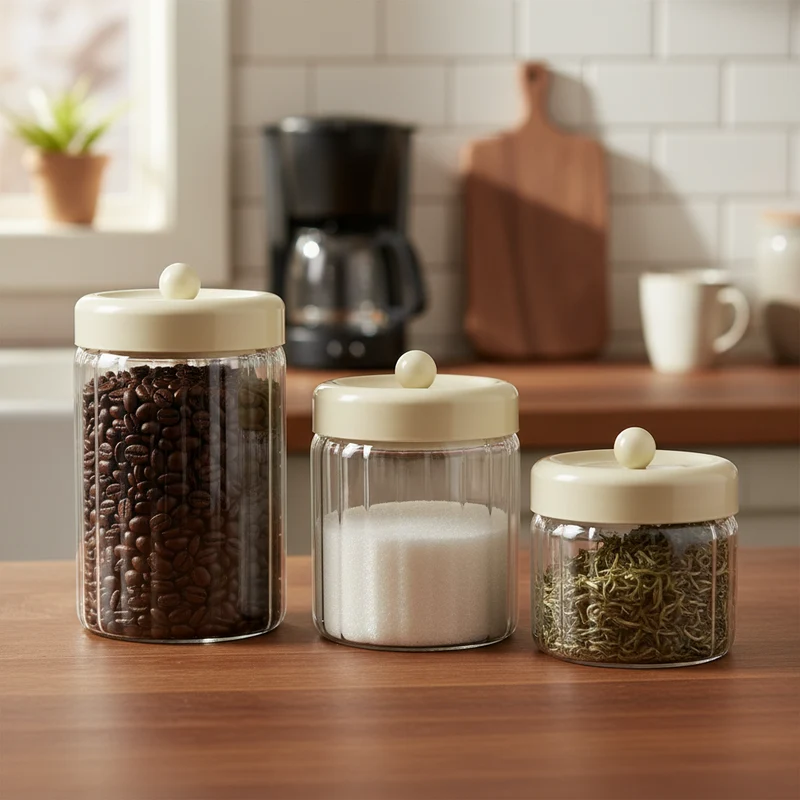 Osera Bewaardozen- / Kruidenpotten / Voorraadbussenset 3 Delig | Cream