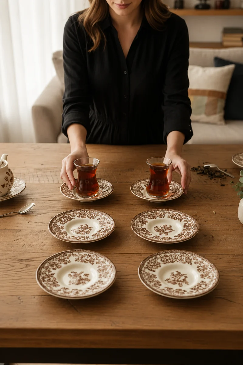 New Vintage Brown Theeschotel | 6 delig