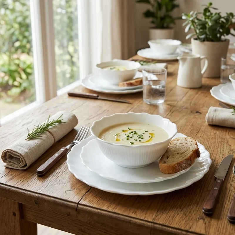 Karaca White Flower Opalglas Tafel Serviesset – 18-delig | 6 personen