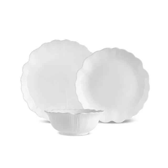 Karaca White Flower Opalglas Tafel Serviesset – 18-delig | 6 personen
