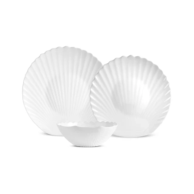 Karaca White Shell Opalglas Servies – 18-delig | 6 personen
